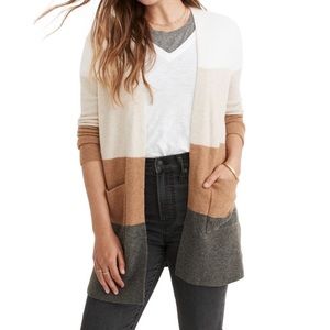 Madewell color block long cardigan Size S